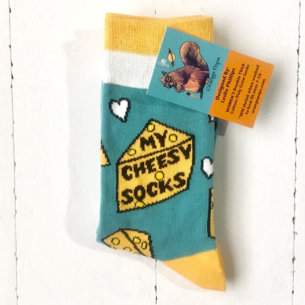 Orange Pops Crew Socks - Cheese