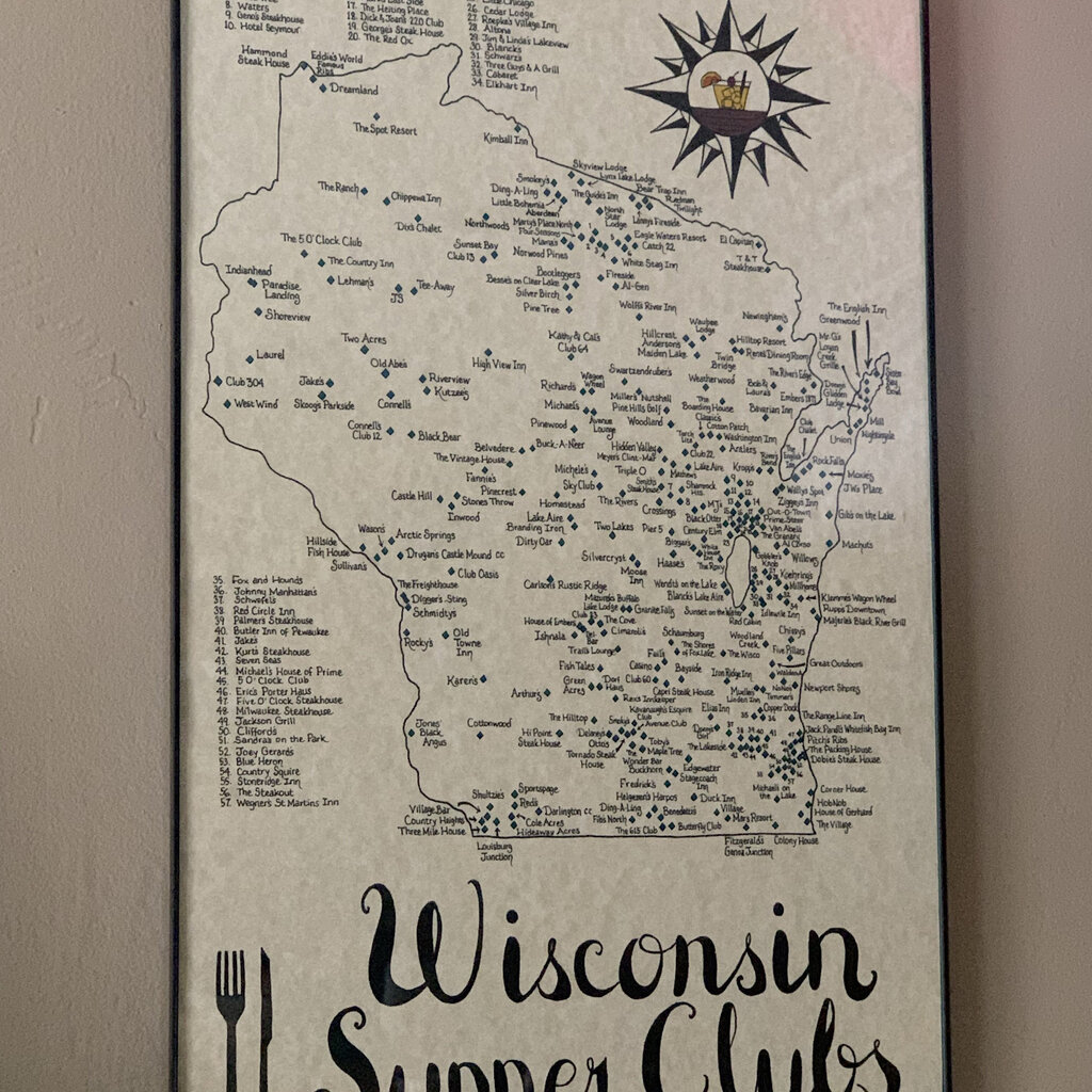 Wisconsin Supper Clubs Map 11x17