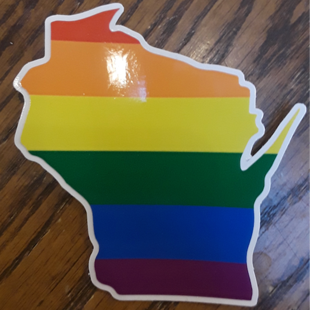 Flags Over Wisconsin Sticker - WI Pride