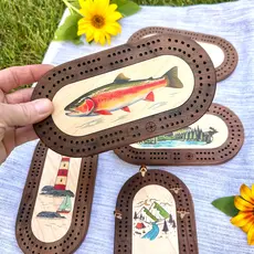 Cast & Carve Wildlife Mini Cribbage Board Set - Trout