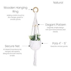 MeeshDrops Textured Short Macrame Plant Holder (Natural)