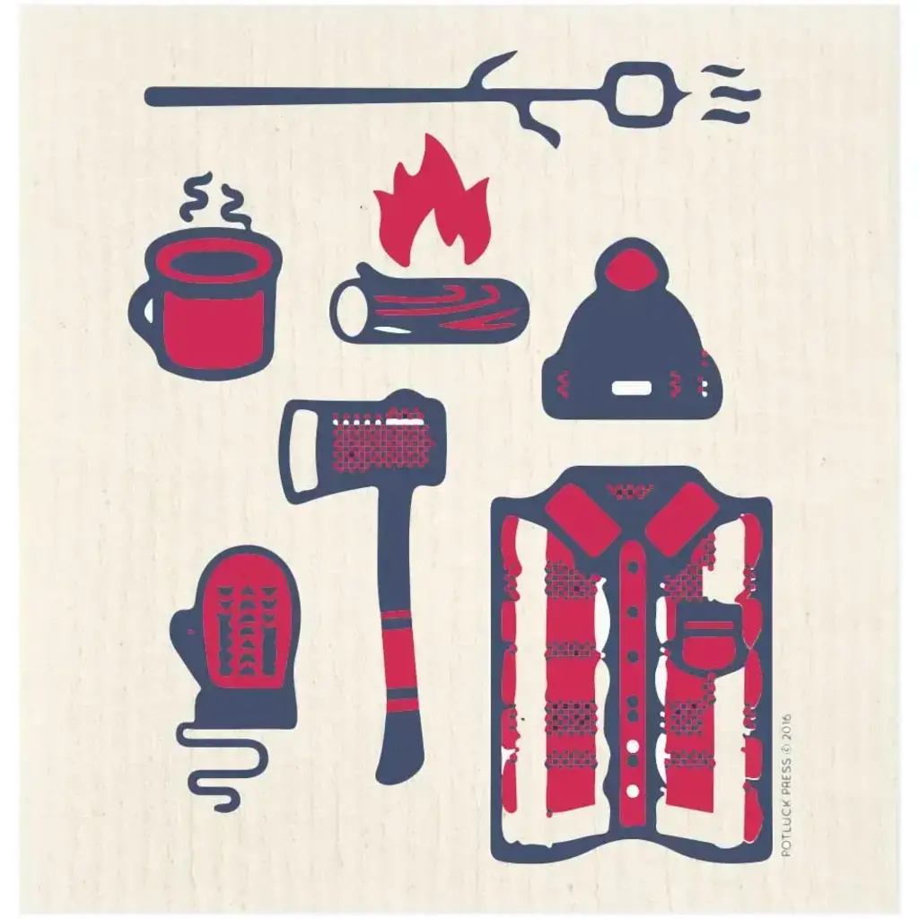 Potluck Press Swedish Dishcloth - Lumberjack Icons