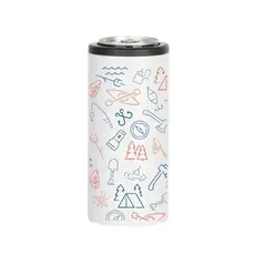 Creative Compass Skinny Insulated Can Koozie - Colorful Camping Icons