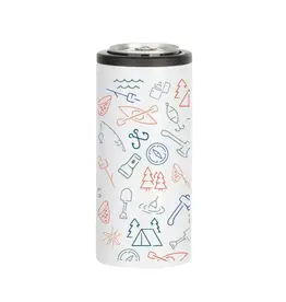 Creative Compass Skinny Insulated Can Koozie - Colorful Camping Icons