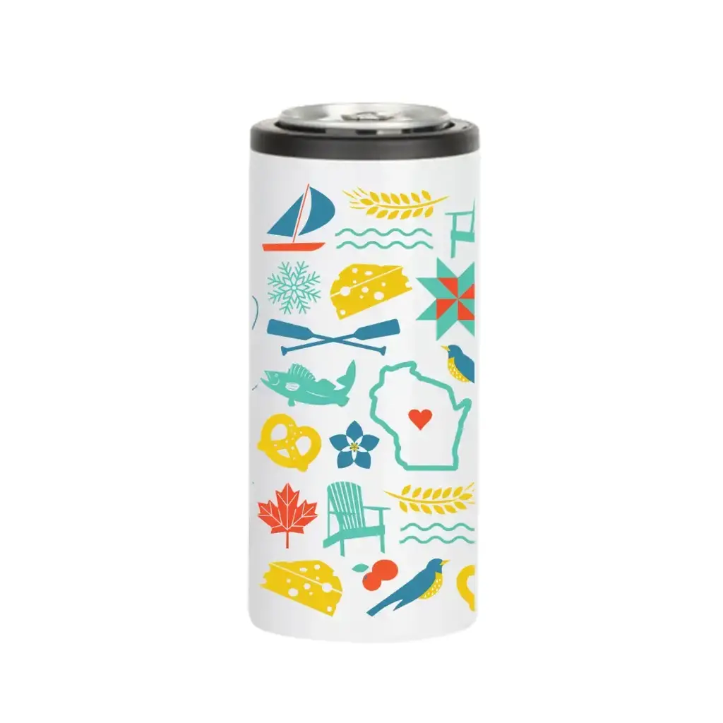 Creative Compass Skinny Insulated Can Koozie - WI Love Icons