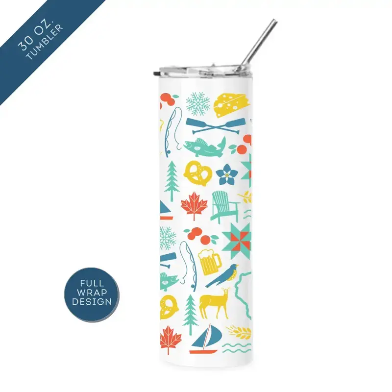 Creative Compass Insulated Tumblers - 30 oz. WI Love Icons