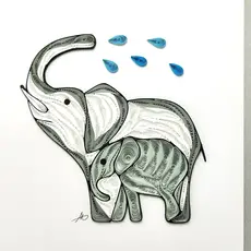 Quilling Greeting Card Baby Elephant Shower