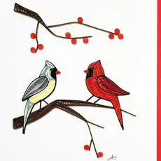 Quilling Greeting Card Cardinal Couple