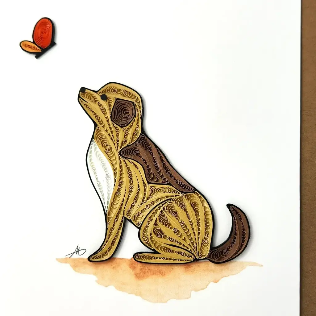 Quilling Greeting Card Dog