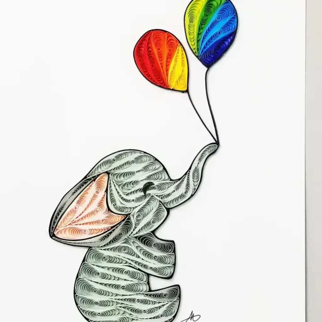 Quilling Greeting Card Elephant Balloons