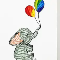 Quilling Greeting Card Elephant Balloons