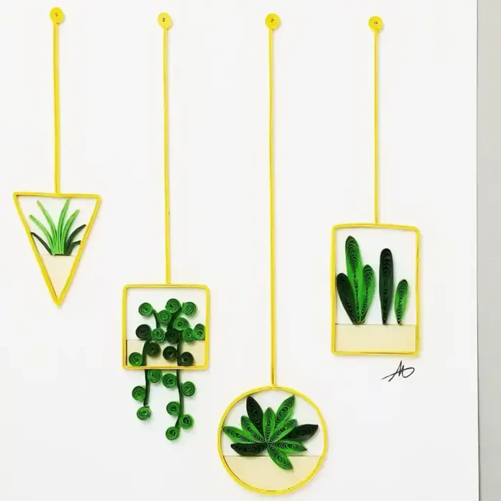 Quilling Greeting Card Hanging Succulents