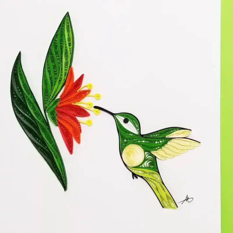 Iconic Quilling Quilling Greeting Card Female Hummingbird