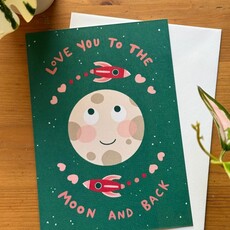 Lily Wenndt Illustration Love You To The Moon and Back Greeting Card