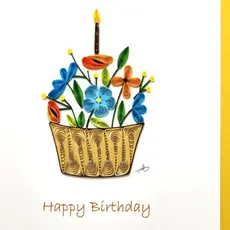 Quilling Greeting Card Happy Birthday Gift with Flowers