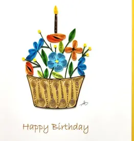 Iconic Quilling Quilling Greeting Card Happy Birthday Flower Cupcake