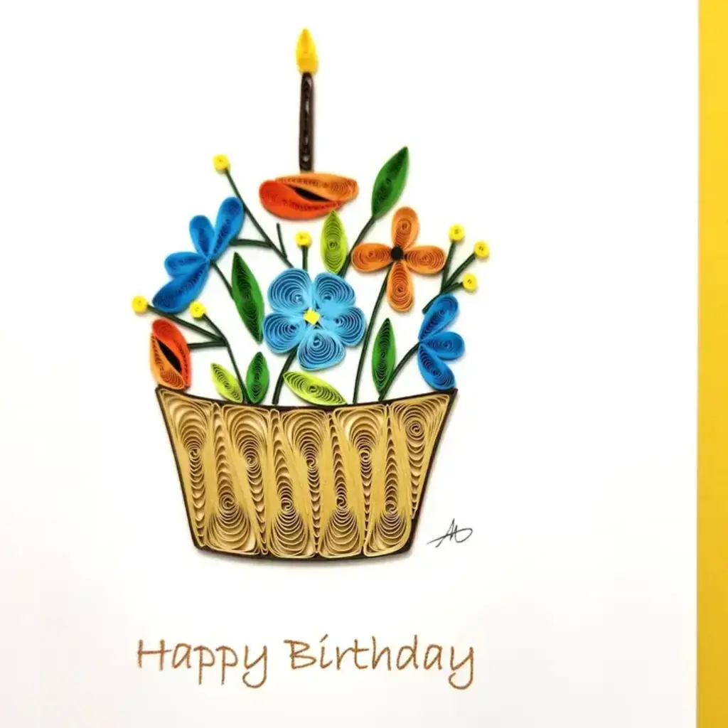 Quilling Greeting Card Happy Birthday Gift with Flowers
