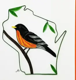 Iconic Quilling Quilling Greeting Card Wisconsin with Robin