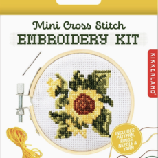 Kikkerland Sunflower Mini Cross Stitch Embroidery Kit