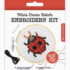 Kikkerland Ladybug Mini Cross Stitch Embroidery Kit