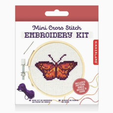 Kikkerland Butterfly Mini Cross Stitch Embroidery Kit