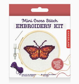 Kikkerland Butterfly Mini Cross Stitch Embroidery Kit