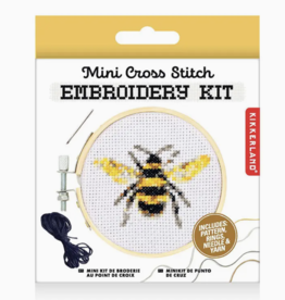 Kikkerland Bee Mini Cross Stitch Embroidery Kit