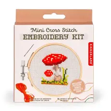 Kikkerland Mushroom Mini Cross Stitch Embroidery Kit