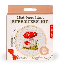 Kikkerland Mushroom Mini Cross Stitch Embroidery Kit