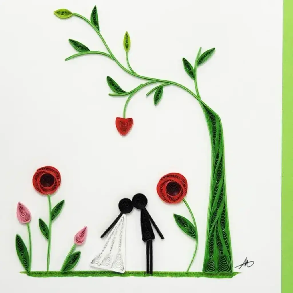 Quilling Greeting Card Wedding Couple
