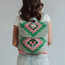 Slate, Green, & Pink Aztec Backpack