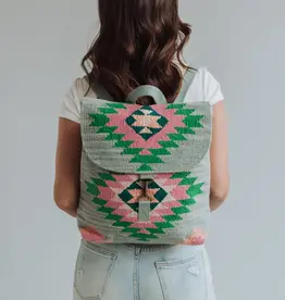 Slate, Green, & Pink Aztec Backpack
