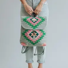 Slate, Green, & Pink Aztec Backpack