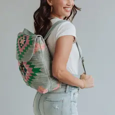 Slate, Green, & Pink Aztec Backpack