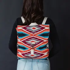 Panache (Faire) Red, Blue, Orange, & Cream Aztec Backpack