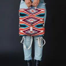 Panache (Faire) Red, Blue, Orange, & Cream Aztec Backpack