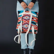 Panache (Faire) Red, Blue, Orange, & Cream Aztec Backpack