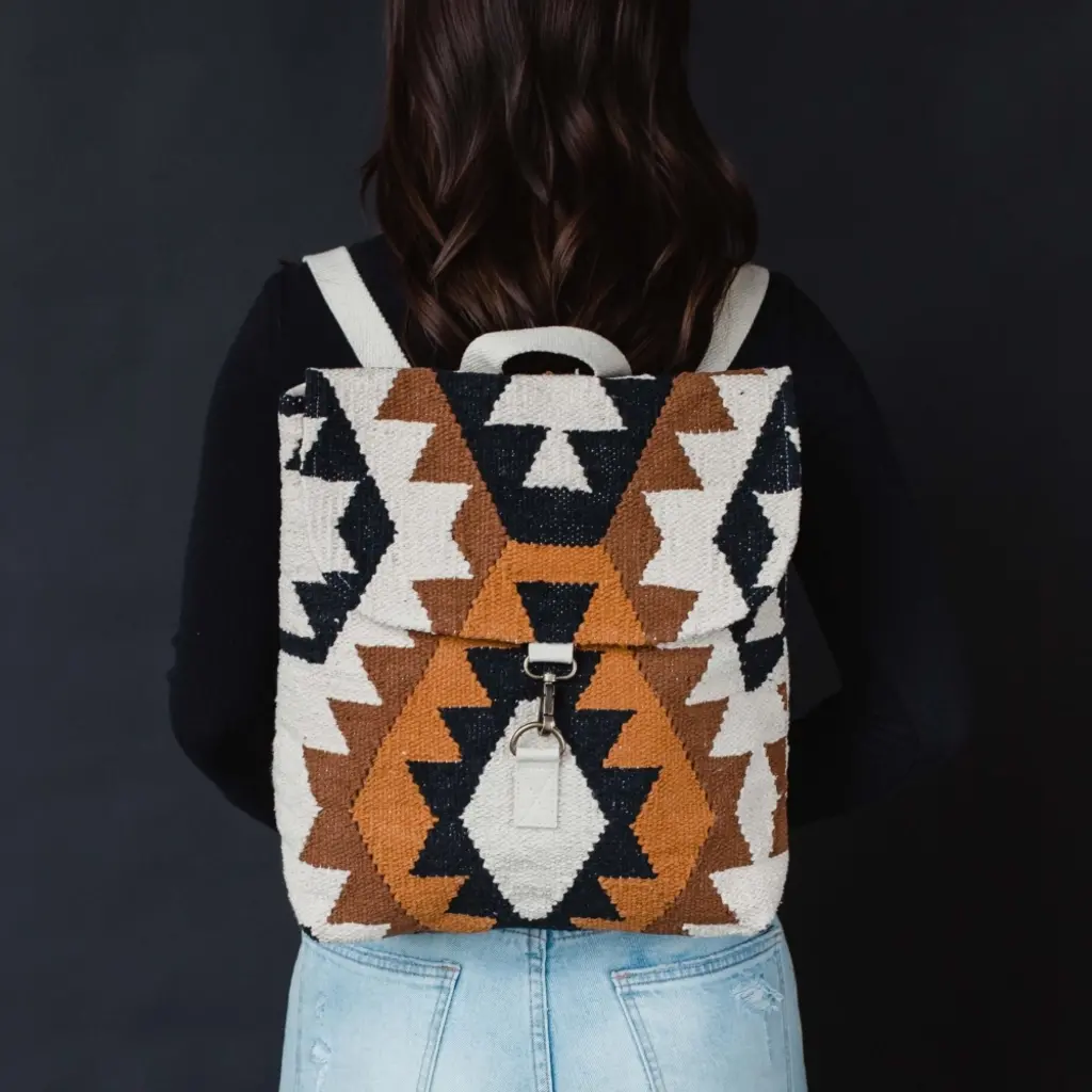 Panache (Faire) Cream, Black, Brown, & Tan Aztec Backpack