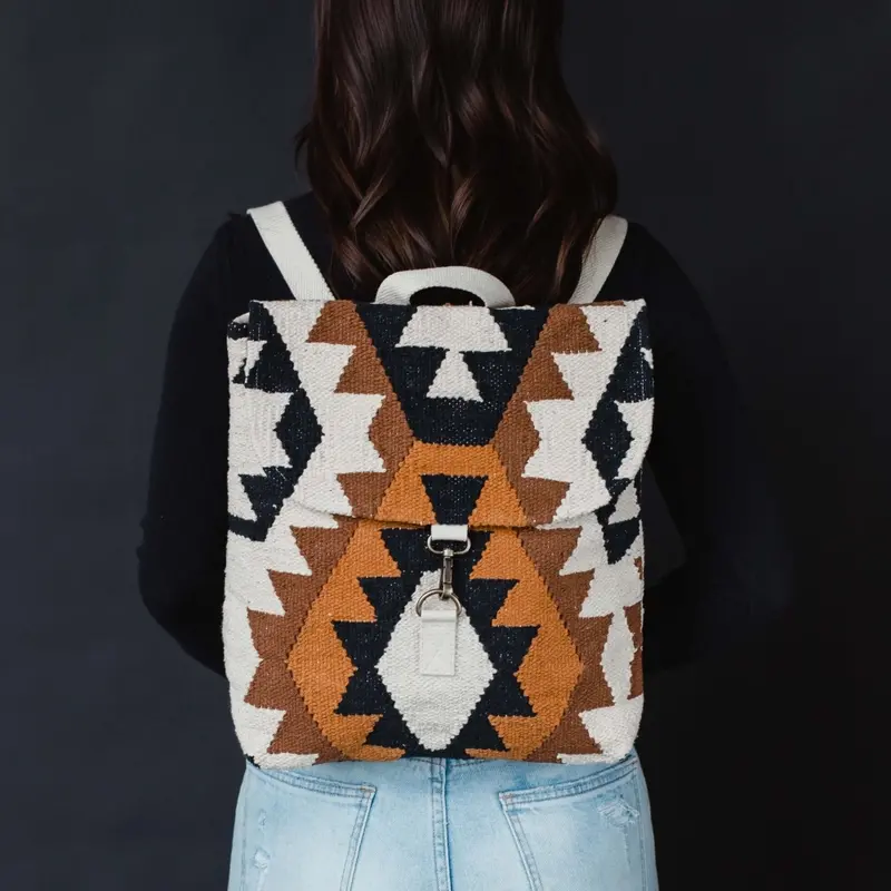 Panache (Faire) Cream, Black, Brown, & Tan Aztec Backpack