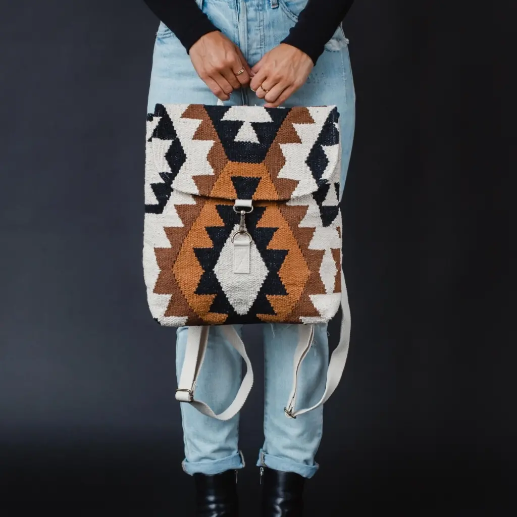 Panache (Faire) Cream, Black, Brown, & Tan Aztec Backpack