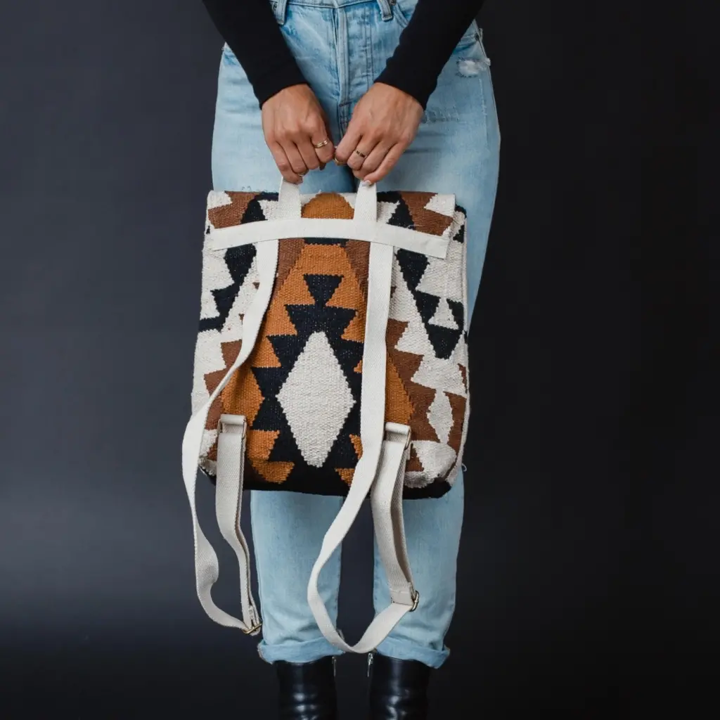 Panache (Faire) Cream, Black, Brown, & Tan Aztec Backpack