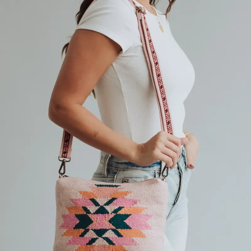 Panache (Faire) Pink, Teal, & Orange Aztec Crossbody