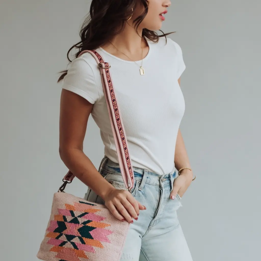 Panache (Faire) Pink, Teal, & Orange Aztec Crossbody