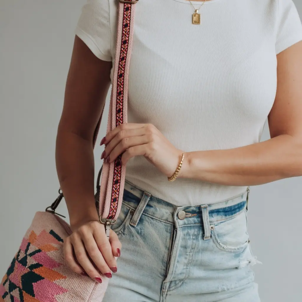 Panache (Faire) Pink, Teal, & Orange Aztec Crossbody