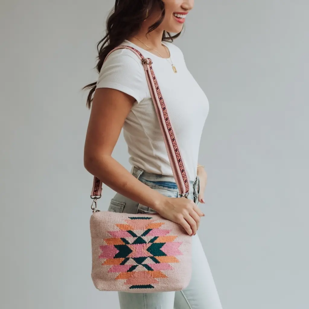 Panache (Faire) Pink, Teal, & Orange Aztec Crossbody