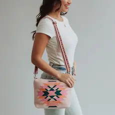 Panache (Faire) Pink, Teal, & Orange Aztec Crossbody