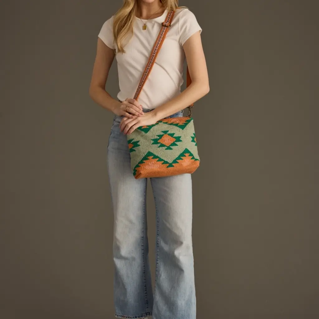 Panache (Faire) Green, Orange, & Pink Aztec Crossbody