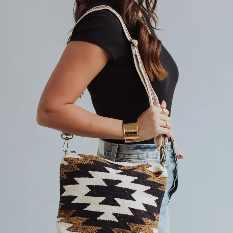 Black, White, & Brown Aztec Crossbody