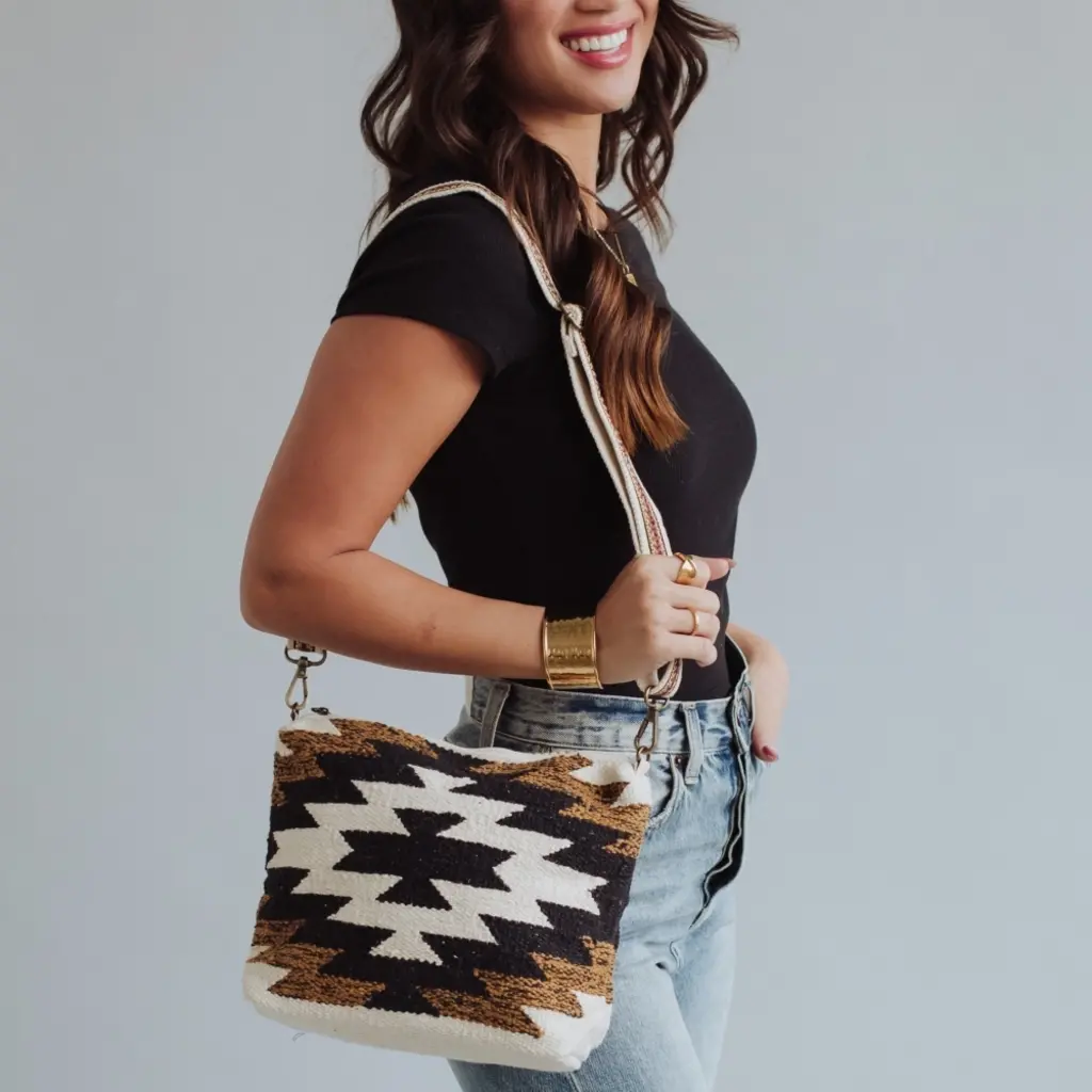 Black, White, & Brown Aztec Crossbody