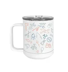 Creative Compass Insulated Camp Mug - Colorful Camping Icons